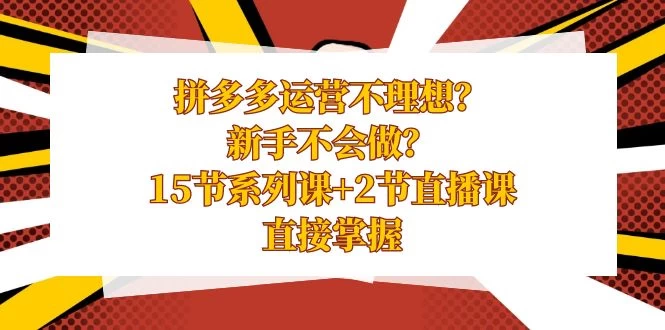拼多多运营不理想？新手不会做？​15 节系列课+ 2 节直播课，直接掌握CityMate项目资源网项目资源网