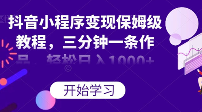 抖音小程序变现保姆级教程，三分钟一条作品，轻松日入1000+CityMate项目资源网项目资源网