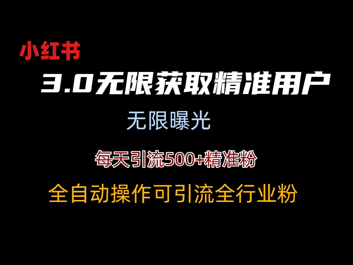 小红书3.0无限获取精准用户进行曝光引流CityMate项目资源网项目资源网