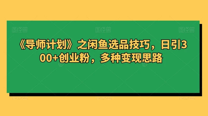 闲鱼选品技巧，日引 300+ 创业粉，多种变现思路CityMate项目资源网项目资源网