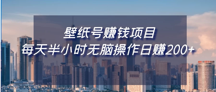 壁纸号赚钱项目，每天半小时无脑操作日赚200+CityMate项目资源网项目资源网