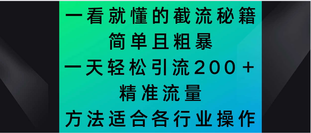 一看就懂的截流秘籍，简单粗暴，一天轻松引流200＋精准流量 方法适合各个行业操作CityMate项目资源网项目资源网