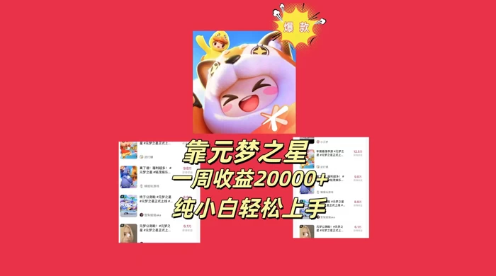 新风口，靠元梦之星一周收益 20000，纯小白轻松上手CityMate项目资源网项目资源网