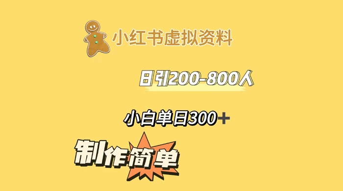 小红书虚拟资料日引 200-800 人，小白单日收益 300+CityMate项目资源网项目资源网