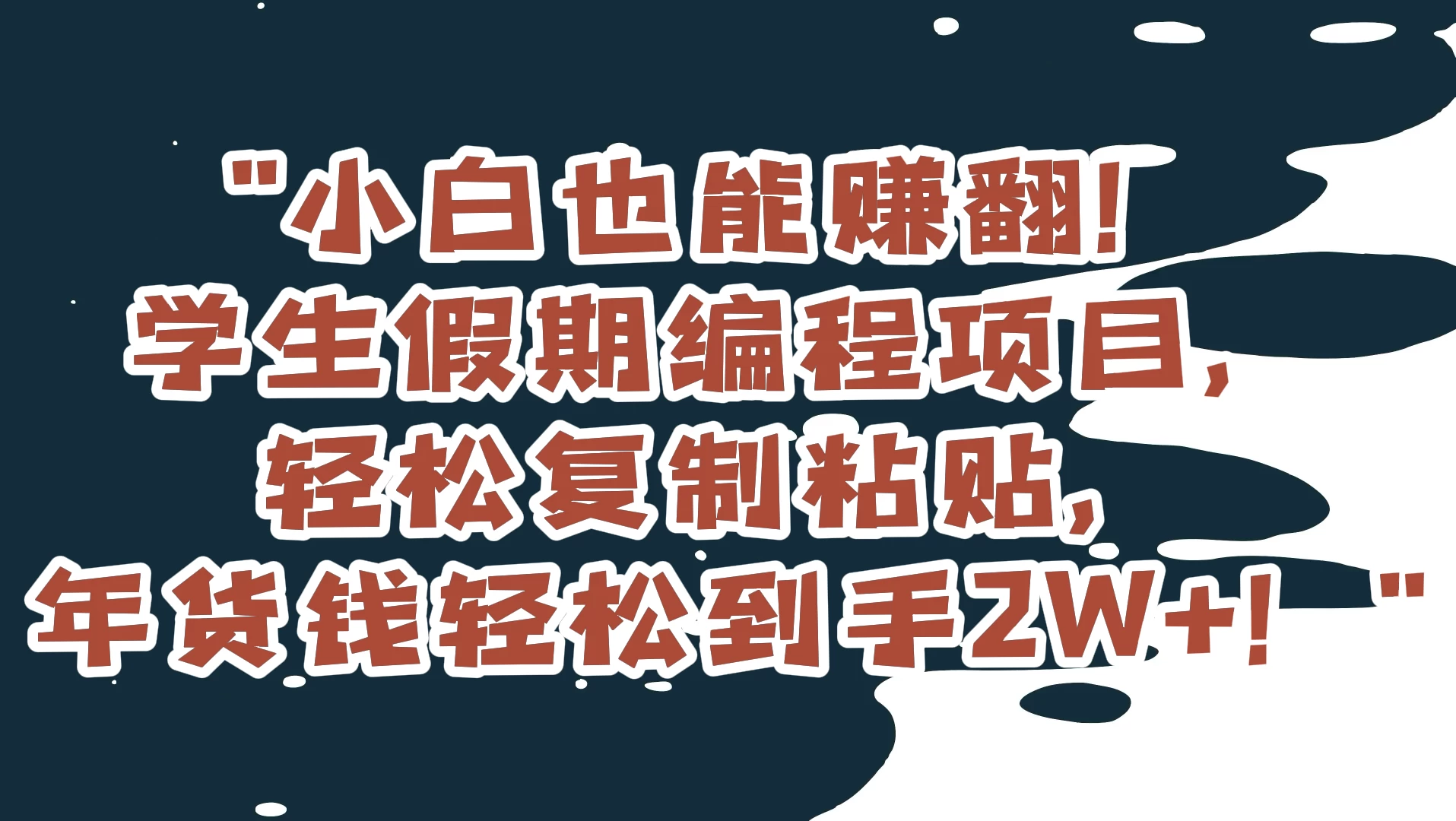 小白也能赚翻！学生假期编程项目，轻松复制粘贴，年货钱轻松到手2W+CityMate项目资源网项目资源网