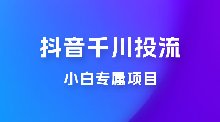 小白专属项目，暴力日入过千抖音千川投流CityMate项目资源网项目资源网