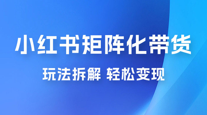 小红书矩阵化带货玩法拆解，保姆级教程，详细拆解这套玩法CityMate项目资源网项目资源网