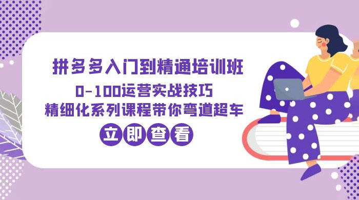 2023 拼多多入门到精通培训班： 运营实战技巧 精细化系列课带你弯道超车 - 项目资源网