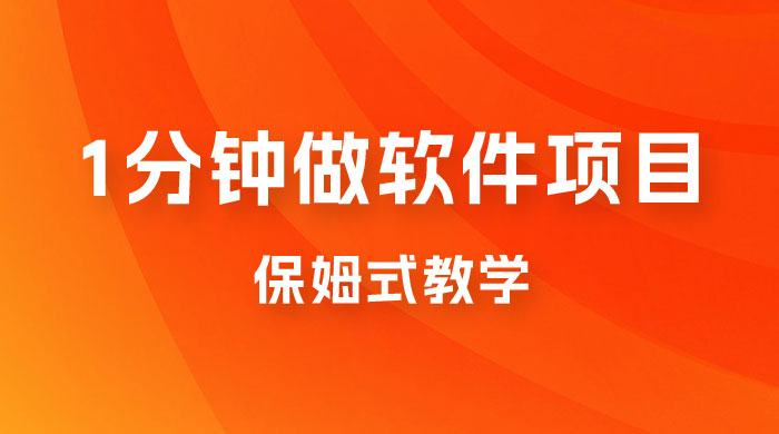 1 分钟做软件项目。有人靠这个已经赚 10W。保姆式教学，外面收费 3980 - 项目资源网