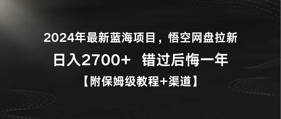 2024年最新蓝海项目，悟空网盘拉新，日入2700+错过后悔一年【附保姆级教程+渠道】CityMate项目资源网项目资源网