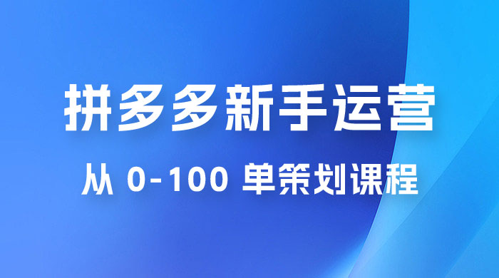 拼多多新手运营从 0-100 单策划课程，从零起步到爆单详细教程CityMate项目资源网项目资源网