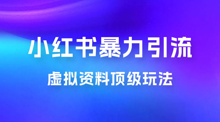 虚拟资料顶级玩法，小红书暴力引流，喂饭级教程零成本，利润任你定CityMate项目资源网项目资源网