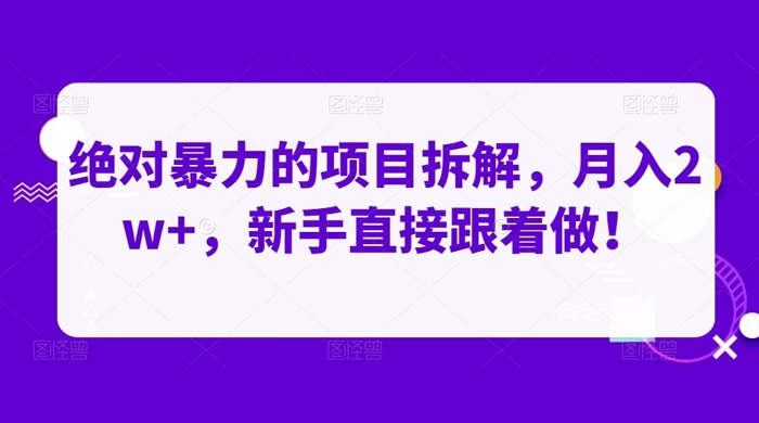 绝对暴力的项目拆解，月入 2w+，新手直接跟着做【揭秘】CityMate项目资源网项目资源网
