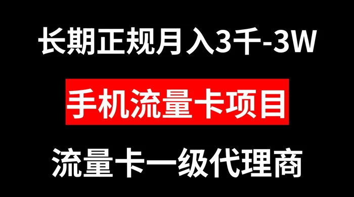 手机流量卡代理月入 3000-3w 长期正规项目CityMate项目资源网项目资源网