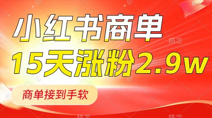 小红书商单最新玩法，新号 15 天 2.9w 粉，商单接到手软，1分钟一篇笔记CityMate项目资源网项目资源网