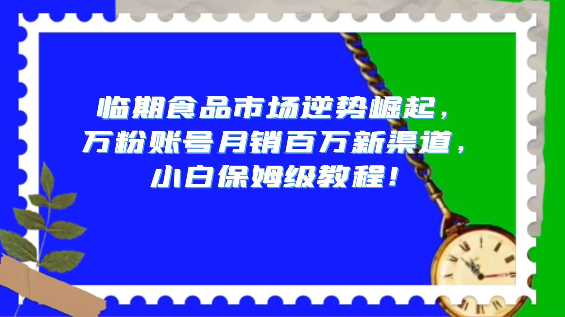 临期食品市场逆势崛起，万粉账号月销百万新渠道，小白保姆级教程！CityMate项目资源网项目资源网