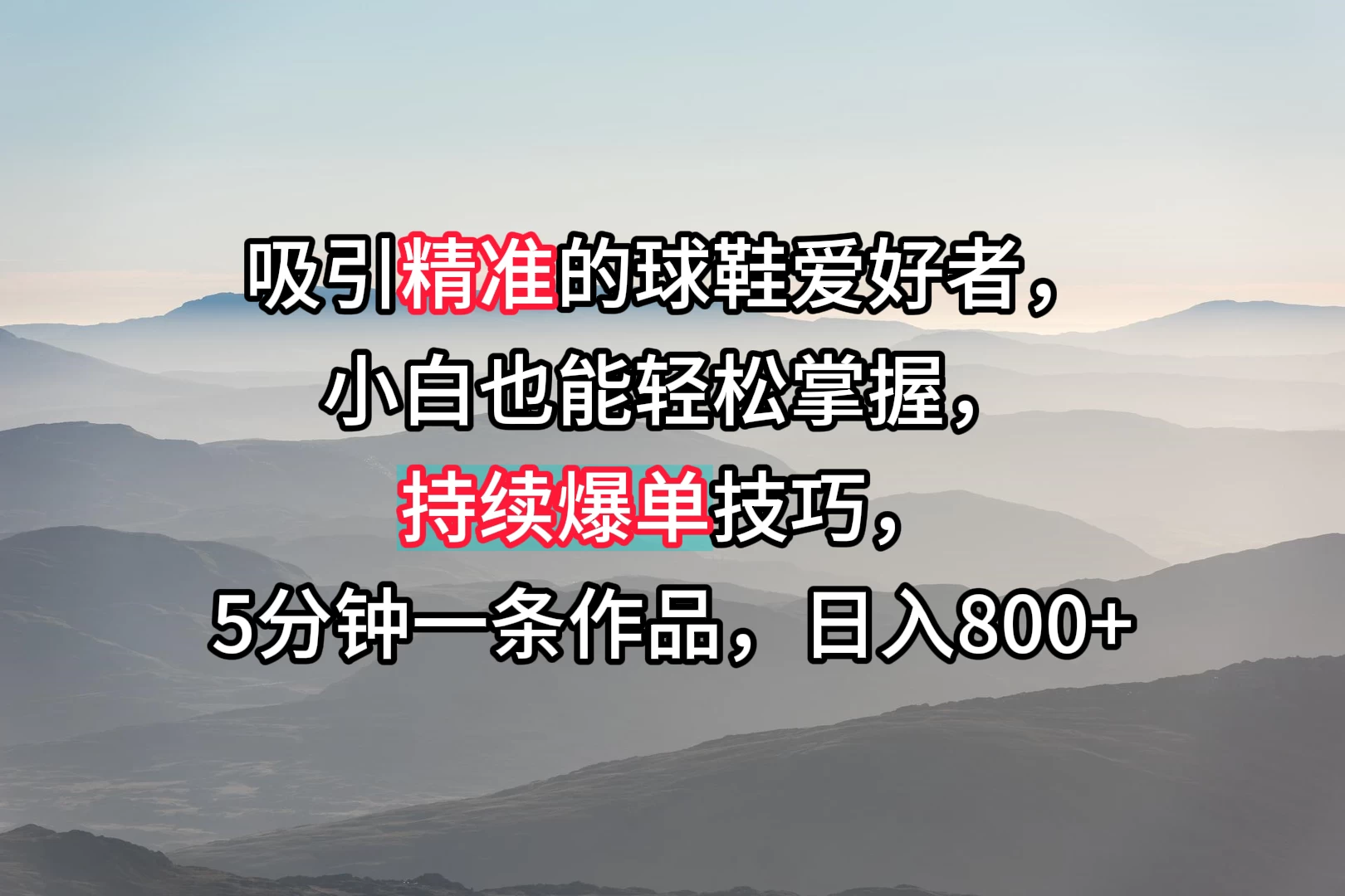 吸引精准的球鞋爱好者，小白也能轻松掌握，持续爆单技巧，5分钟一条作品，日入800+ - 项目资源网