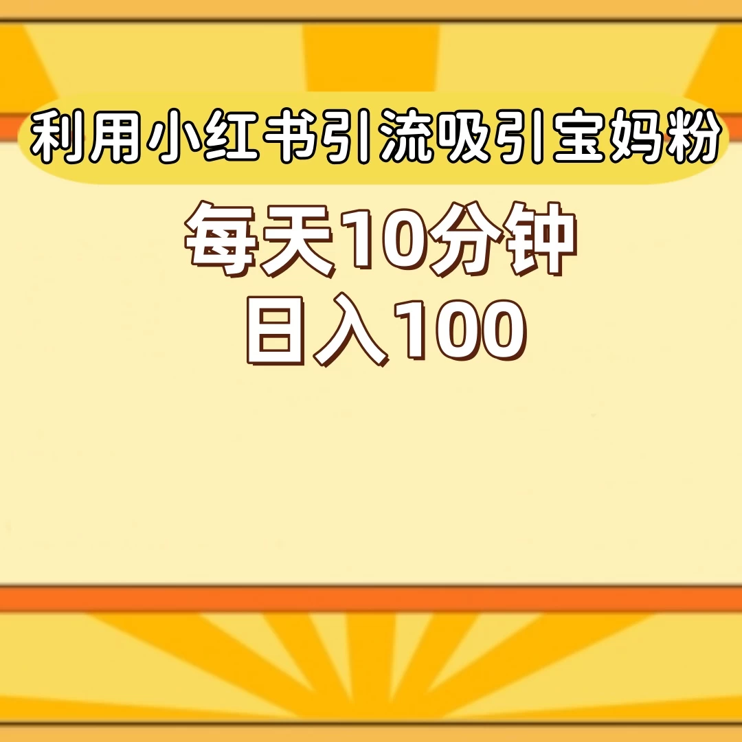 小红书引流吸引宝妈粉，每天10分钟，日入100+CityMate项目资源网项目资源网