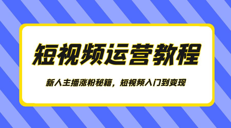 短视频运营教程:新人主播涨粉秘籍,短视频入门到变现CityMate项目资源网项目资源网