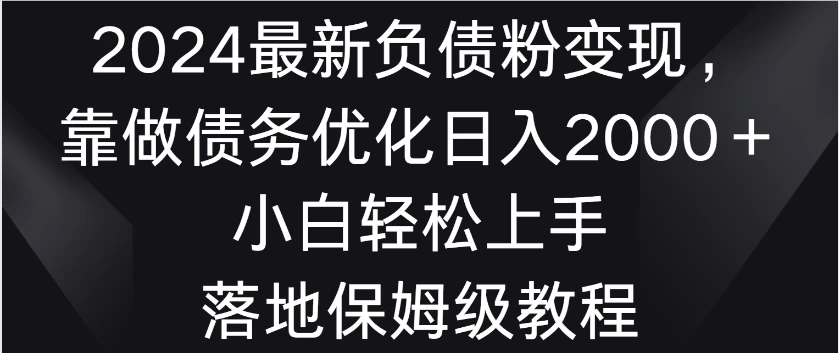 2024最新负债粉变现，靠做债务优化日入2000＋小白轻松上手 落地保姆级教程CityMate项目资源网项目资源网