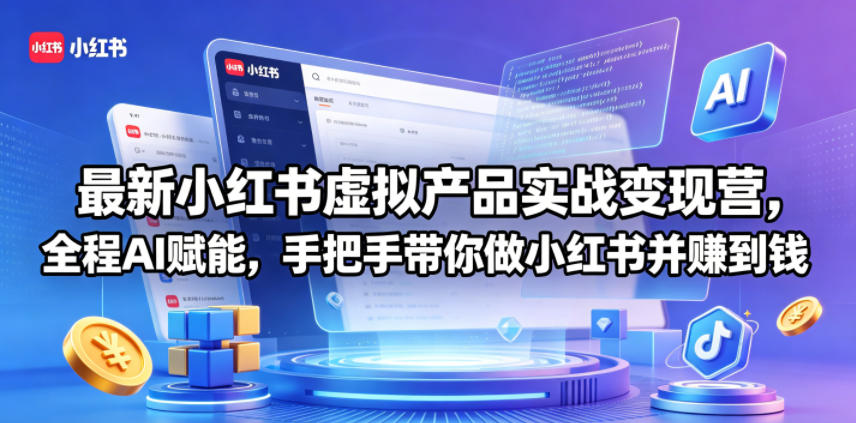 最新小红书虚拟产品实战变现营，全程AI赋能，手把手带你做小红书并赚到钱CityMate项目资源网项目资源网