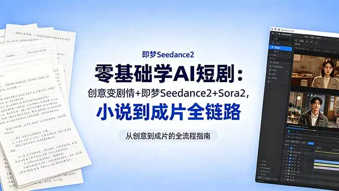 零基础学AI短剧：创意变剧情+即梦Seedance2+Sora2，小说到成片全链路CityMate项目资源网项目资源网