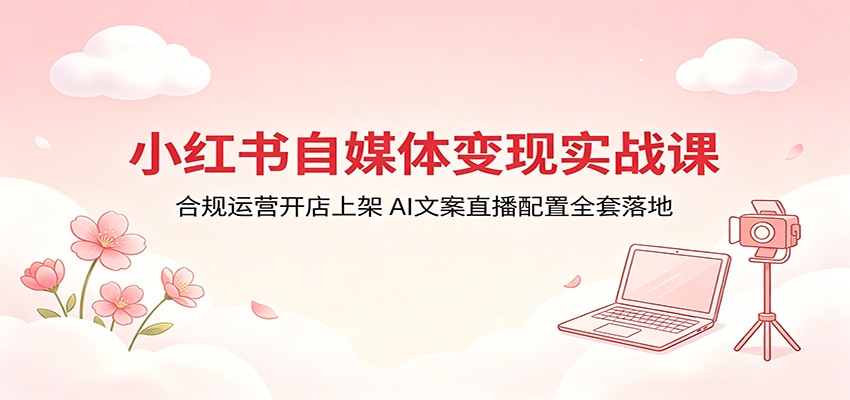 小红书自媒体变现实战课：合规运营开店上架，AI文案直播配置全套落地CityMate项目资源网项目资源网