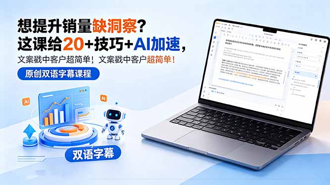 想提升销量缺洞察？这课给 20 + 技巧 + AI 加速，文案戳中客户超简单！【原创双语字幕】CityMate项目资源网项目资源网