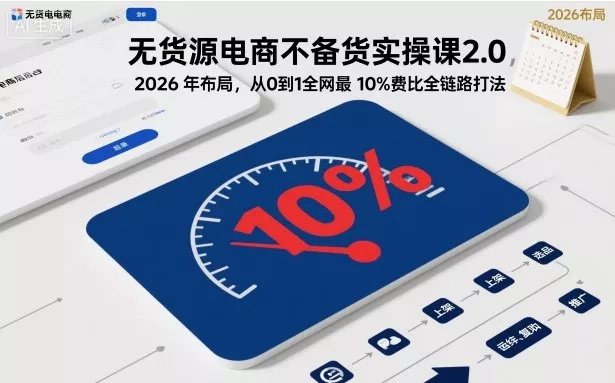 无货源电商不备货实操课2.0，2026年布局，从0到1全网最低10%费比全链路打法【更新26年5月19日】CityMate项目资源网项目资源网