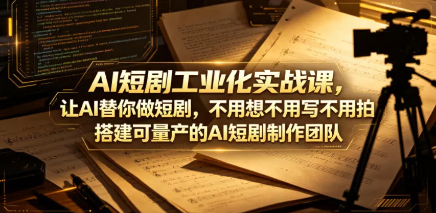 AI短剧工业化实战课，让AI替你做短剧，不用想不用写不用拍，搭建可量产的AI短剧制作团队CityMate项目资源网项目资源网