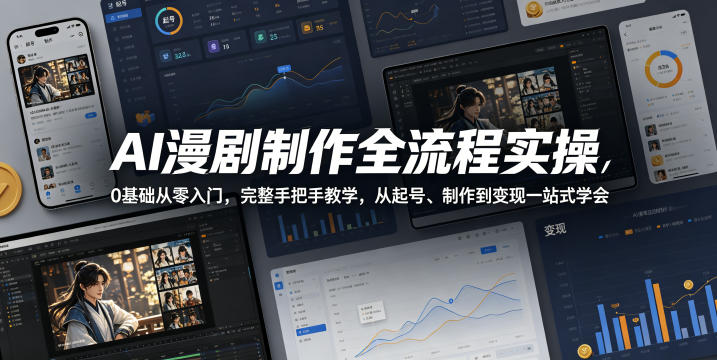 AI漫剧制作全流程实操，0基础从零入门，完整手把手教学，从起号、制作到变现一站式学会CityMate项目资源网项目资源网