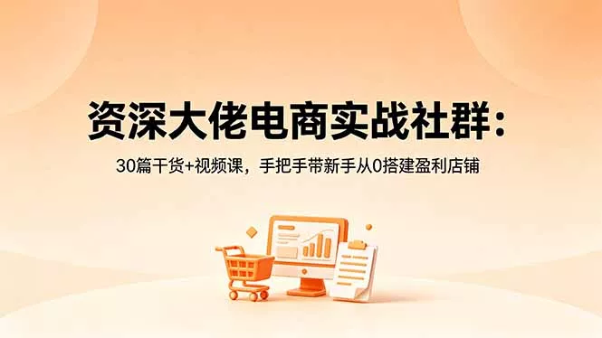 资深大佬电商实战社群：30篇干货+视频课，手把手带新手从0搭建盈利店铺CityMate项目资源网项目资源网