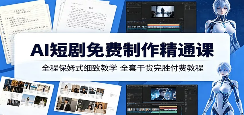 AI短剧免费制作精通课：全程保姆式细致教学，全套干货完胜付费教程CityMate项目资源网项目资源网