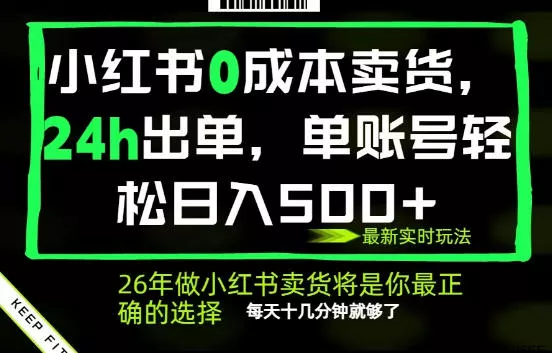 小红书0成本AI卖货，24小时出单，全流程托管，保底日入500+，每天十几分钟就够了【揭秘】CityMate项目资源网项目资源网
